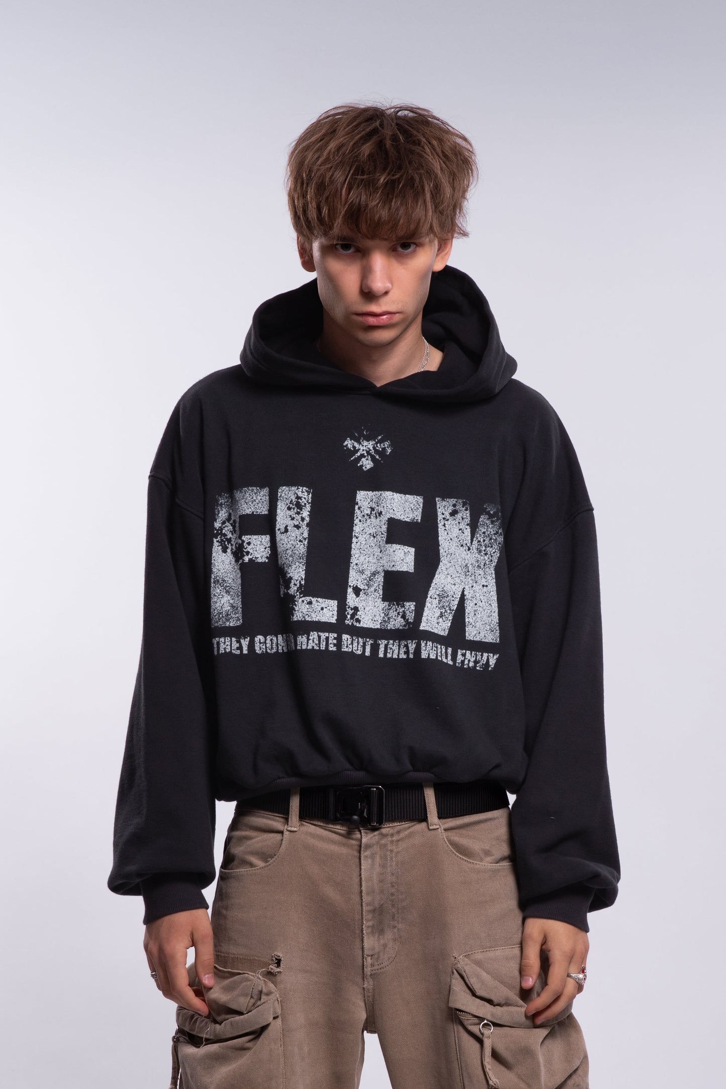 Flex Black Washed Hoodie